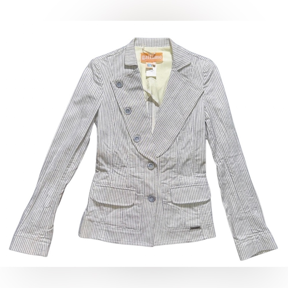 Galliano Women's Striped Gray Blazer